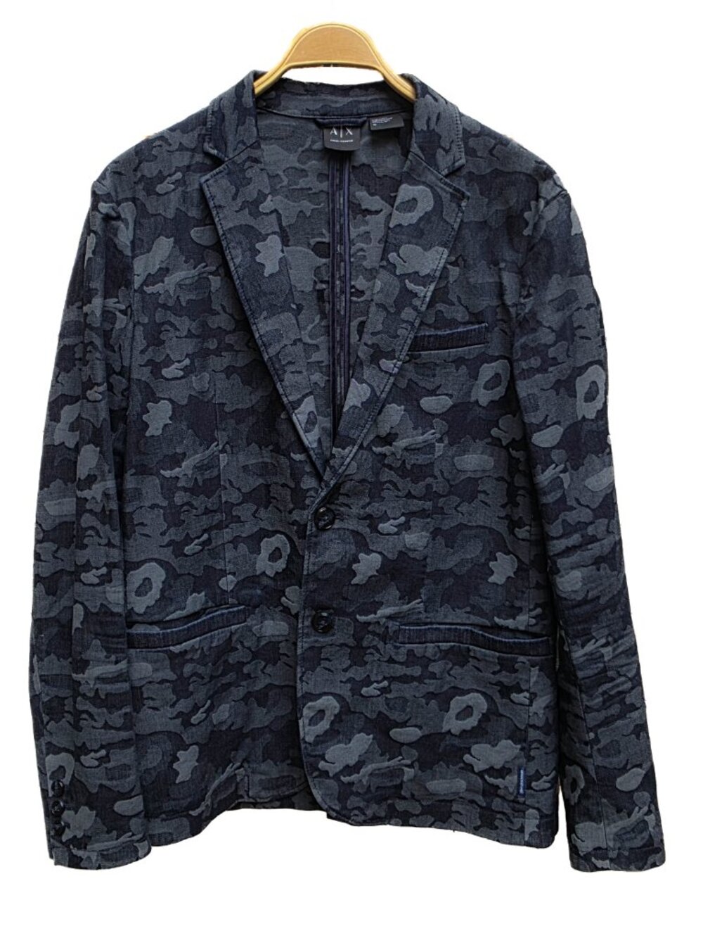Armani Exchange Camo Blazer Mens 42 Gray Black Stretch Cotton Washable A|X